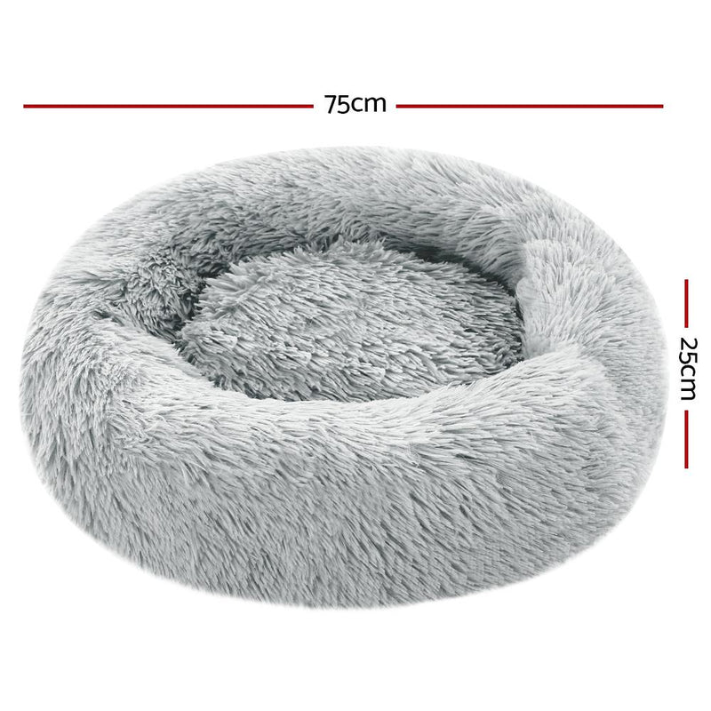 Pet Calming Bed Medium 75cm Light Grey Sleeping Comfy Cave Washable - Pet Care > Dog Supplies - Rivercity House And Home Co.