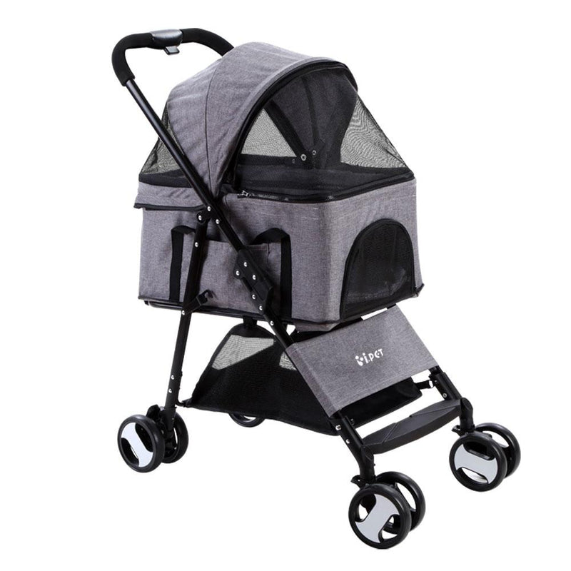 Pet Stroller Dog Carrier Foldable Pram 3 IN 1 Middle Size Grey - Pet Care - Rivercity House And Home Co.