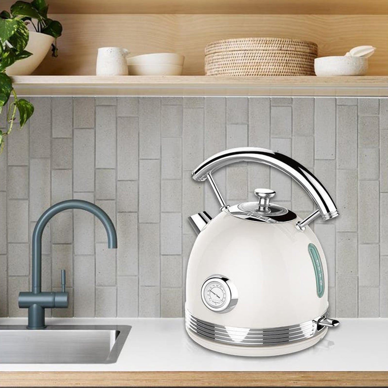 PHILEX 1.7 White Electric Kettle Boiler Stainless Steel Retro - Appliances > Kitchen Appliances - Rivercity House & Home Co. (ABN 18 642 972 209) - Affordable Modern Furniture Australia