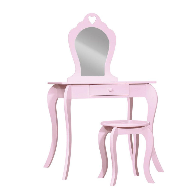 Pink Kids Vanity Dressing Table Stool Set Mirror Princess Children Makeup - Rivercity House & Home Co. (ABN 18 642 972 209) - Affordable Modern Furniture Australia