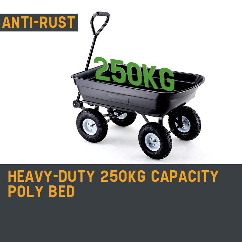 PLANTCRAFT 250kg Poly Pull Dump Cart Garden Hand Trailer Wagon Lawn Wheelbarrow - Home & Garden > Garden Tools - Rivercity House & Home Co. (ABN 18 642 972 209) - Affordable Modern Furniture Australia