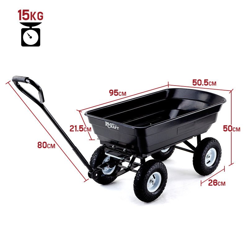 PLANTCRAFT 250kg Poly Pull Dump Cart Garden Hand Trailer Wagon Lawn Wheelbarrow - Home & Garden > Garden Tools - Rivercity House & Home Co. (ABN 18 642 972 209) - Affordable Modern Furniture Australia