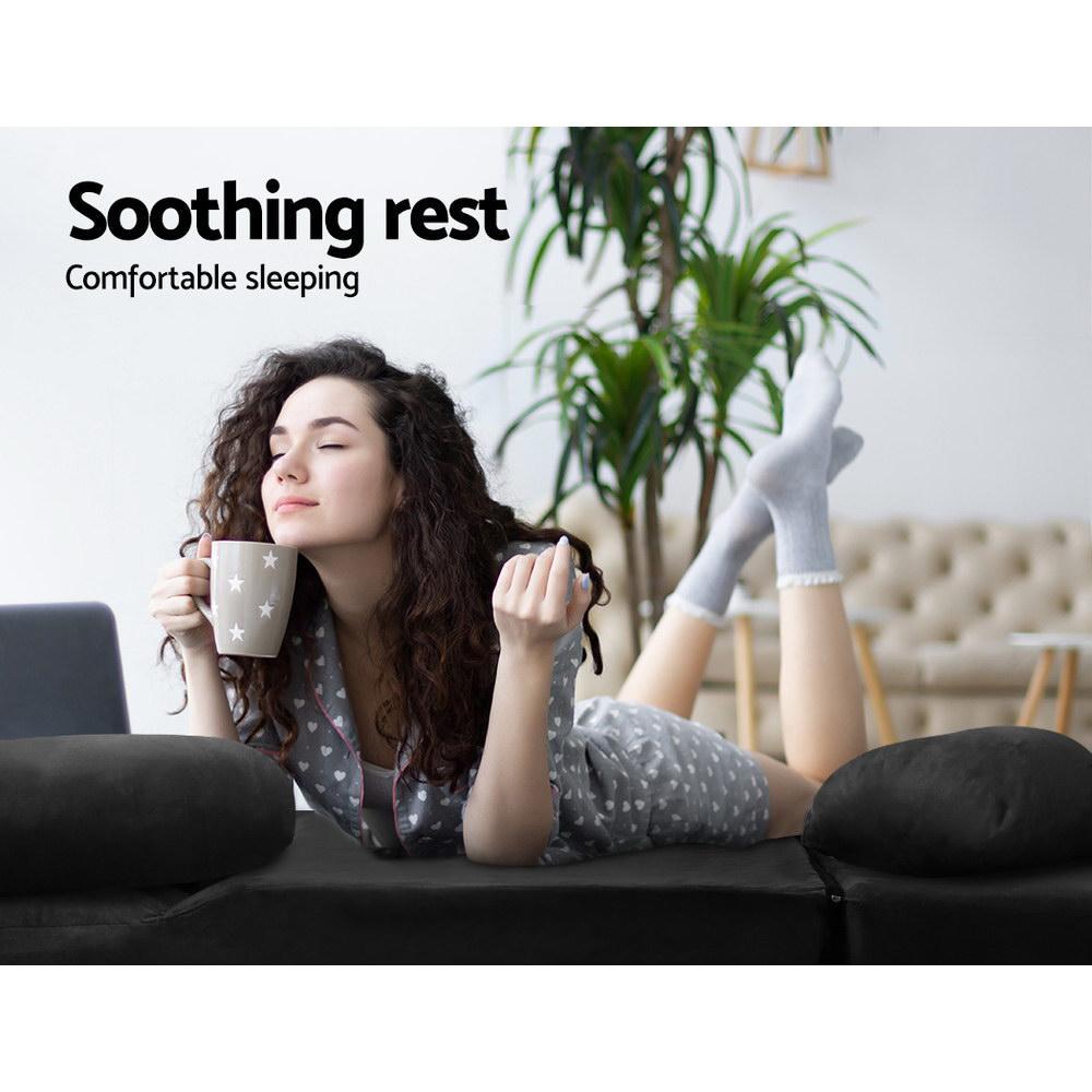 Portable 2-seater Floor Folding Sofa Bed (Charcoal) - Rivercity House & Home Co. (ABN 18 642 972 209) - Affordable Modern Furniture Australia