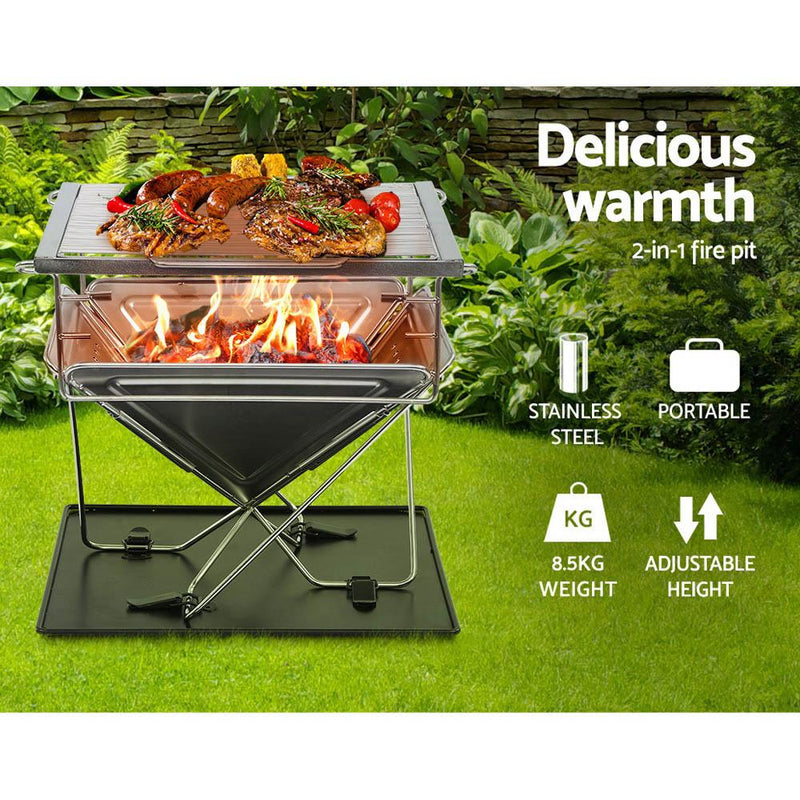 Portable Camping Fire Pit BBQ - Rivercity House & Home Co. (ABN 18 642 972 209) - Affordable Modern Furniture Australia