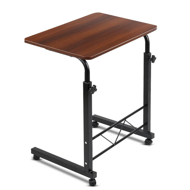 Portable Side Table Desk With Wheels (Dark Wood) - Rivercity House & Home Co. (ABN 18 642 972 209) - Affordable Modern Furniture Australia