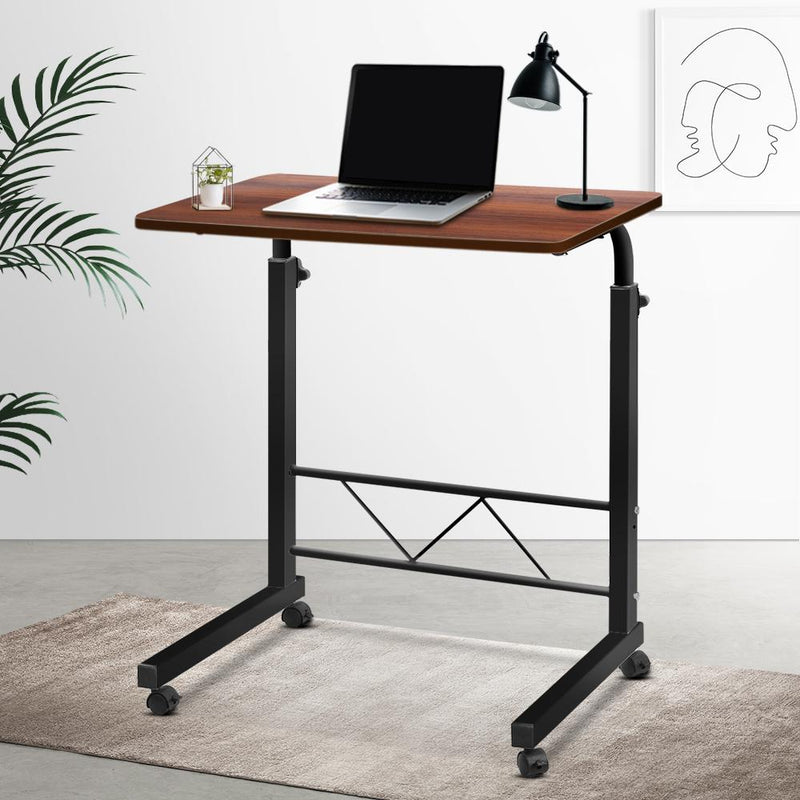 Portable Side Table Desk With Wheels (Dark Wood) - Rivercity House & Home Co. (ABN 18 642 972 209) - Affordable Modern Furniture Australia
