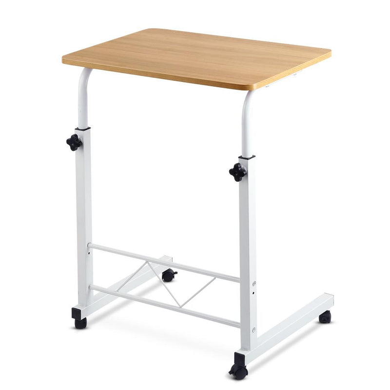 Portable Side Table Desk With Wheels (Light Wood) - Furniture - Rivercity House & Home Co. (ABN 18 642 972 209) - Affordable Modern Furniture Australia