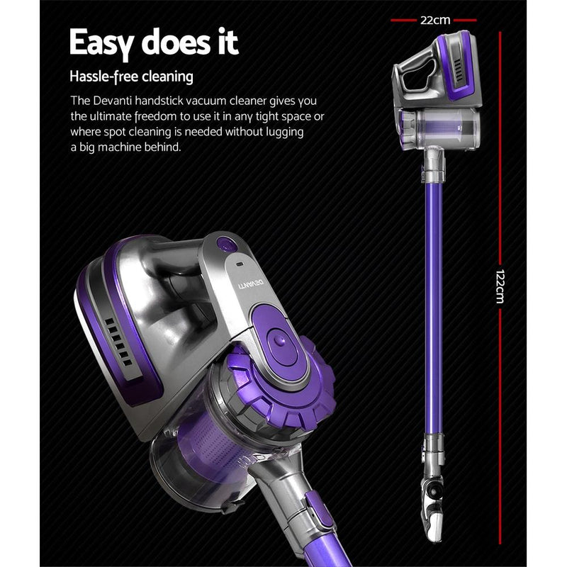 Premium 150 Cordless Handheld Stick Vacuum Cleaner 2 Speed Purple And Grey - Appliances - Rivercity House And Home Co.