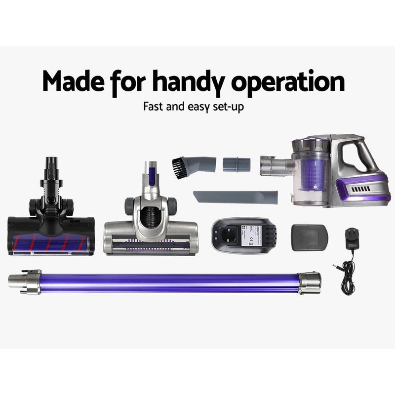 Premium 150W Stick Handstick Handheld Cordless Vacuum Cleaner 2-Speed with Headlight Purple - Rivercity House & Home Co. (ABN 18 642 972 209) - Affordable Modern Furniture Australia