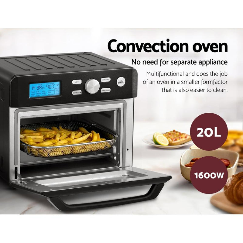 Premium 20L Air Fryer Convection Oven Oil Free Fryers Kitchen Cooker Accessories Black - Rivercity House & Home Co. (ABN 18 642 972 209) - Affordable Modern Furniture Australia