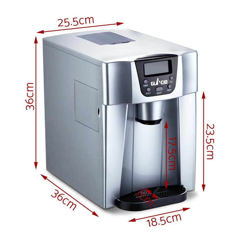 Premium 2L Portable Ice Cuber Maker & Water Dispenser - Silver - Rivercity House & Home Co. (ABN 18 642 972 209) - Affordable Modern Furniture Australia