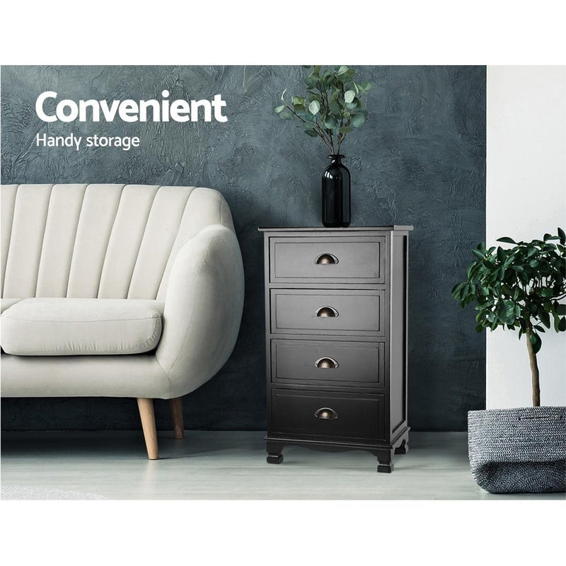 Premium 4-drawer Bedside Storage Cabinet (Black) - Rivercity House & Home Co. (ABN 18 642 972 209) - Affordable Modern Furniture Australia