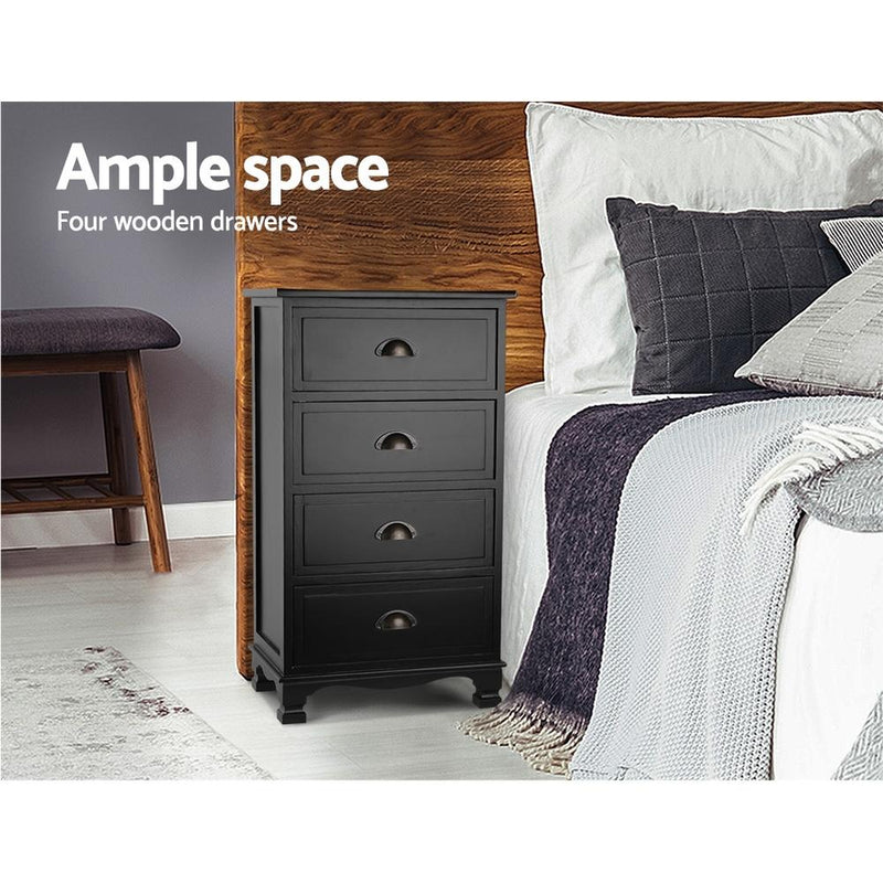 Premium 4-drawer Bedside Storage Cabinet (Black) - Rivercity House & Home Co. (ABN 18 642 972 209) - Affordable Modern Furniture Australia