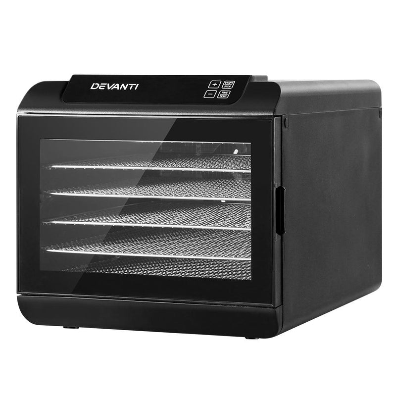 Premium 6 Tray Food Dehydrators Commercial Beef Jerky Maker Fruit Dryer Black - Appliances - Rivercity House And Home Co.