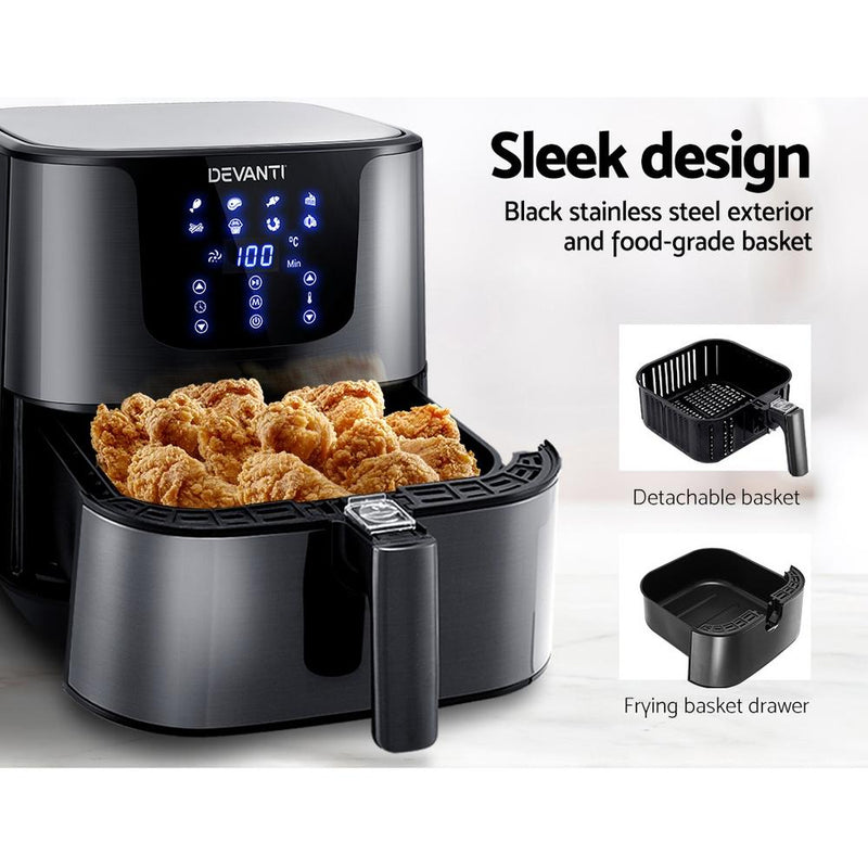 Premium Air Fryer 7L LCD Stainless Steel - Rivercity House & Home Co. (ABN 18 642 972 209) - Affordable Modern Furniture Australia