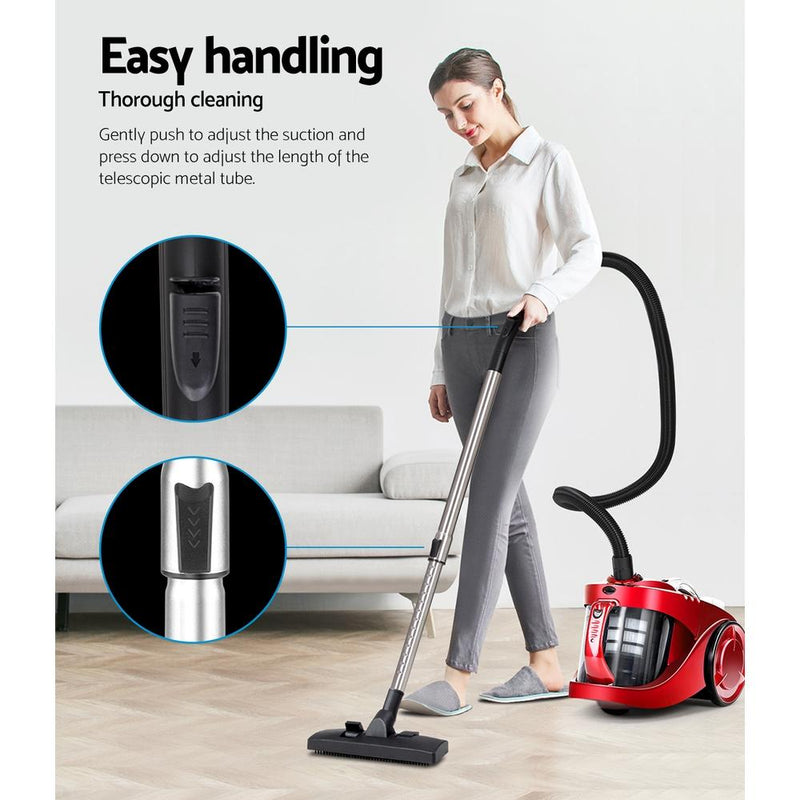 Premium Bagless Vacuum Cleaner Cleaners Cyclone Cyclonic Vac HEPA Filter Car Home Office 2200W Red - Rivercity House & Home Co. (ABN 18 642 972 209) - Affordable Modern Furniture Australia
