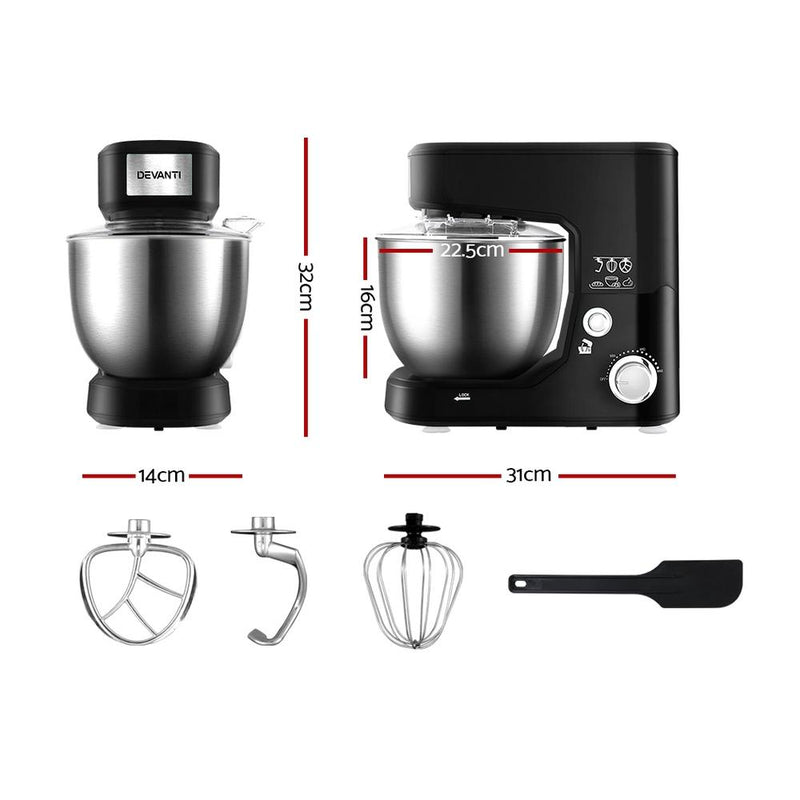 Premium Electric Stand Mixer 1000W Kitchen Food Beater Cake Aid Whisk Bowl Hook - Appliances - Rivercity House & Home Co. (ABN 18 642 972 209) - Affordable Modern Furniture Australia