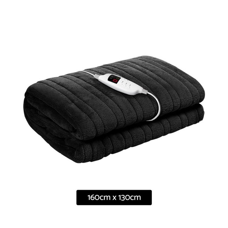 Premium Heated Electric Throw Rug Fleece Sunggle Blanket Washable Charcoal - Rivercity House & Home Co. (ABN 18 642 972 209) - Affordable Modern Furniture Australia