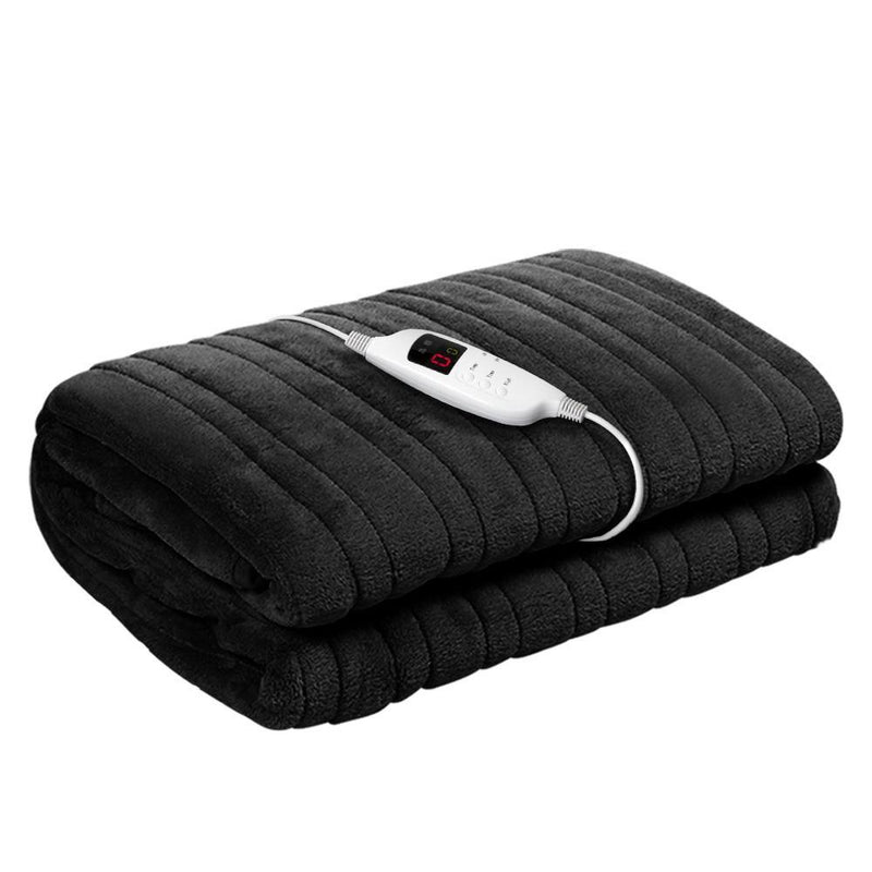 Premium Heated Electric Throw Rug Fleece Sunggle Blanket Washable Charcoal - Rivercity House & Home Co. (ABN 18 642 972 209) - Affordable Modern Furniture Australia