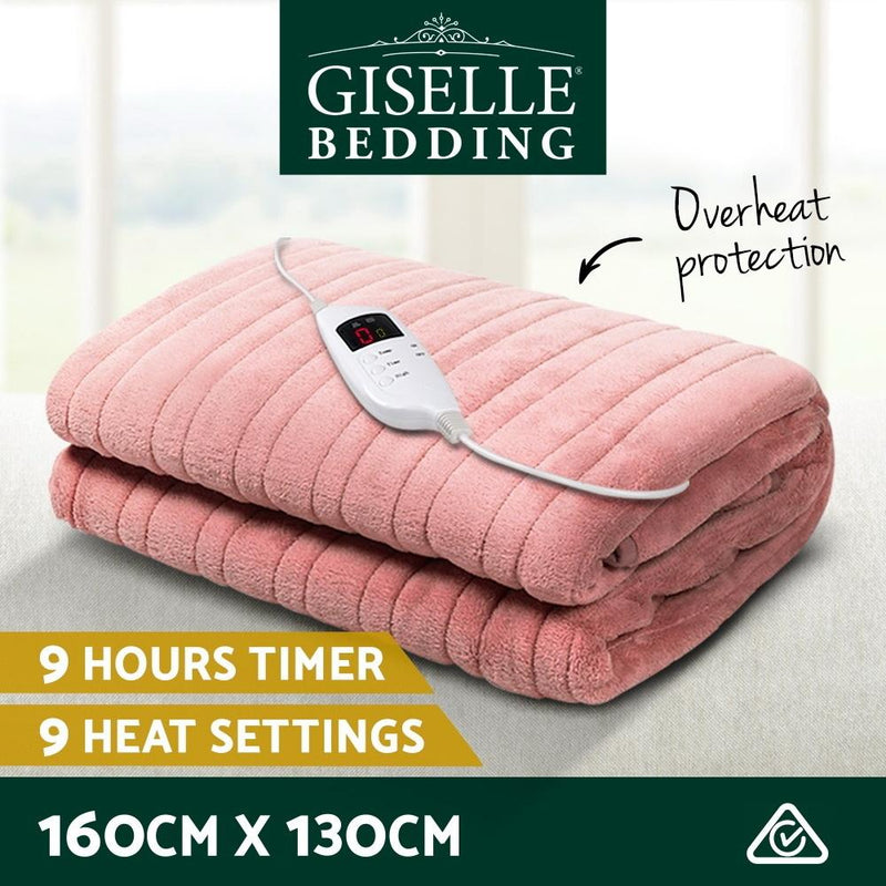 Premium Heated Electric Throw Rug Fleece Sunggle Blanket Washable Pink - Rivercity House & Home Co. (ABN 18 642 972 209) - Affordable Modern Furniture Australia