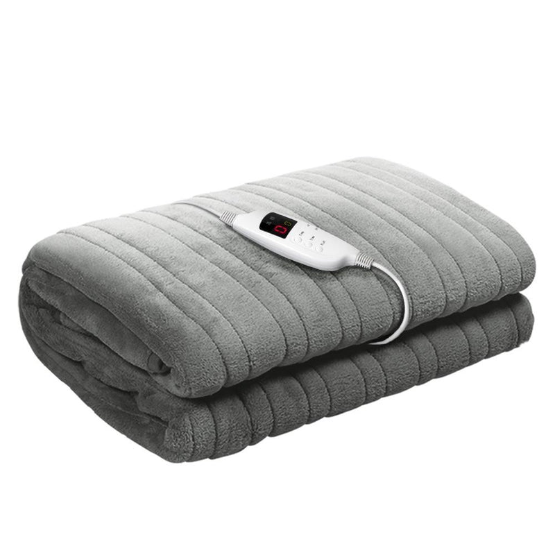 Premium Heated Electric Throw Rug Fleece Sunggle Blanket Washable Silver - Rivercity House & Home Co. (ABN 18 642 972 209) - Affordable Modern Furniture Australia