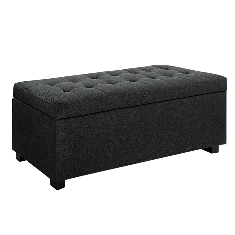 Tommie Fabric Storage Ottoman Charcoal - Furniture > Bedroom - Rivercity House & Home Co. (ABN 18 642 972 209) - Affordable Modern Furniture Australia