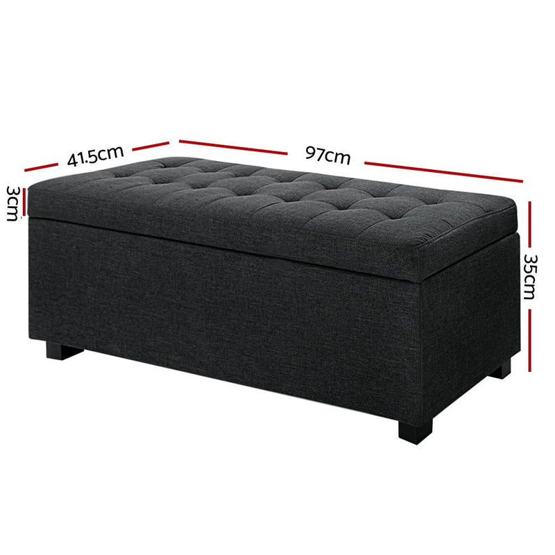 Tommie Fabric Storage Ottoman Charcoal - Furniture > Bedroom - Rivercity House & Home Co. (ABN 18 642 972 209) - Affordable Modern Furniture Australia