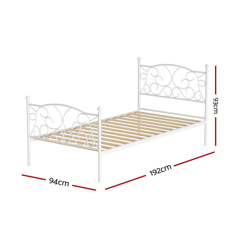 Provincial Style Single Bed Frame White - Furniture > Bedroom - Rivercity House & Home Co. (ABN 18 642 972 209) - Affordable Modern Furniture Australia