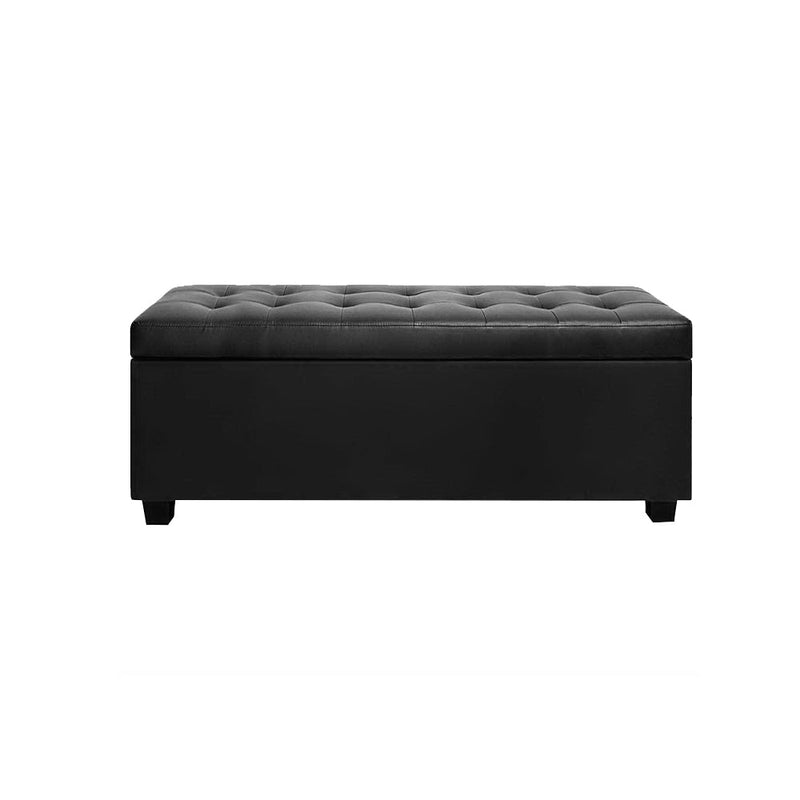 Tommie PU Leather Storage Ottoman Black - Furniture > Bedroom - Rivercity House & Home Co. (ABN 18 642 972 209) - Affordable Modern Furniture Australia