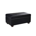 Compact PU Leather Storage Ottoman Black