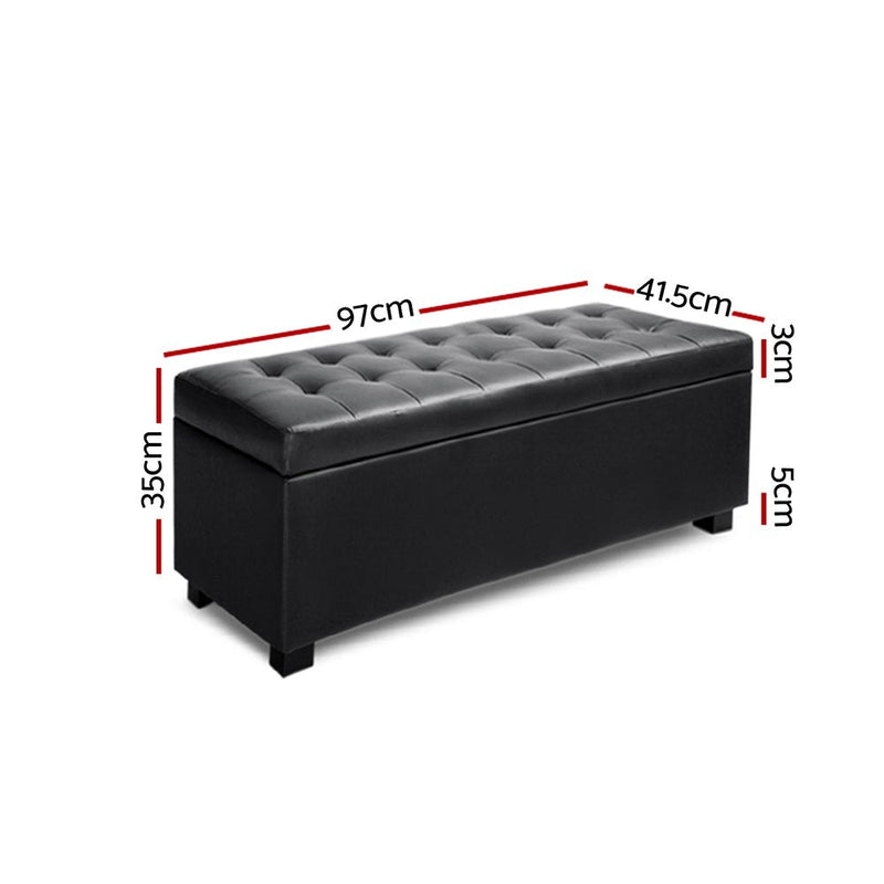 Tommie PU Leather Storage Ottoman Black - Furniture > Bedroom - Rivercity House & Home Co. (ABN 18 642 972 209) - Affordable Modern Furniture Australia