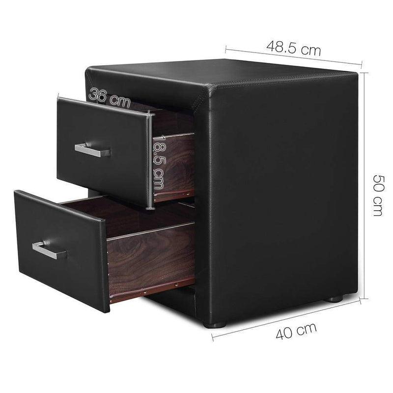 PVC Leather Bedside Table - Black - Furniture > Bedroom - Rivercity House And Home Co.