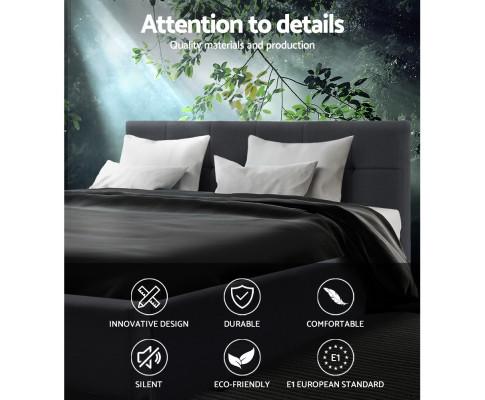 Queen Package | Agnes Bed Charcoal & Normay Pillow Top Mattress (Medium Firm) - Furniture > Bedroom - Rivercity House & Home Co. (ABN 18 642 972 209) - Affordable Modern Furniture Australia