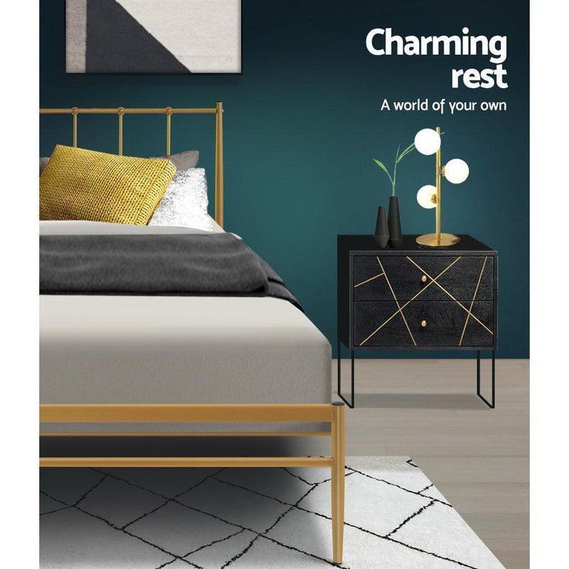 Queen Package | Amor Metal Bed Gold & Normay Pillow Top Mattress (Medium Firm) - Furniture > Bedroom - Rivercity House & Home Co. (ABN 18 642 972 209) - Affordable Modern Furniture Australia