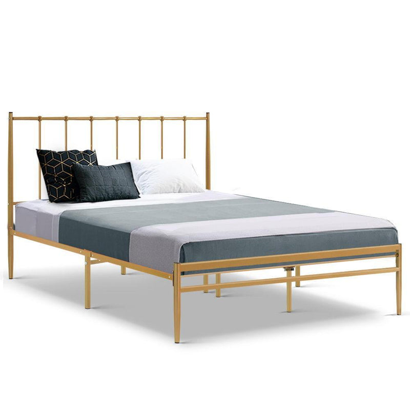 Queen Package | Amor Metal Bed Gold & Normay Pillow Top Mattress (Medium Firm) - Furniture > Bedroom - Rivercity House & Home Co. (ABN 18 642 972 209) - Affordable Modern Furniture Australia