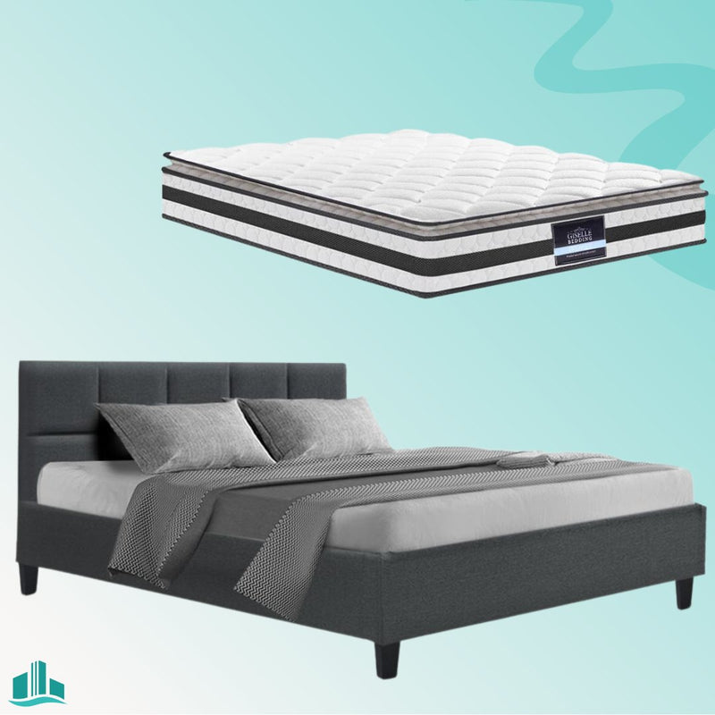 Queen Package | Bondi Bed Charcoal & Normay Pillow Top Mattress (Medium Firm) - Furniture > Bedroom - Rivercity House & Home Co. (ABN 18 642 972 209)