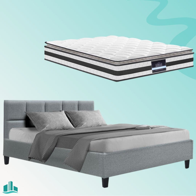 Queen Package | Bondi Bed Grey & Normay Pillow Top Mattress (Medium Firm) - Furniture > Bedroom - Rivercity House & Home Co. (ABN 18 642 972 209) - Affordable Modern Furniture Australia