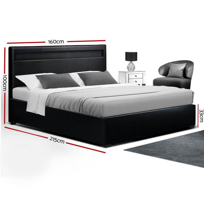 Queen Package | Wanda LED Storage Bed Black & Bonita Euro Top Mattress (Medium Firm) - Furniture > Bedroom - Rivercity House & Home Co. (ABN 18 642 972 209) - Affordable Modern Furniture Australia