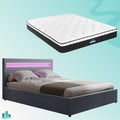 Queen Package | Wanda LED Storage Bed Grey & Bonita Euro Top Mattress (Medium Firm)