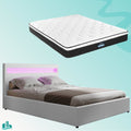 Queen Package | Wanda LED Storage Bed White & Bonita Euro Top Mattress (Medium Firm)