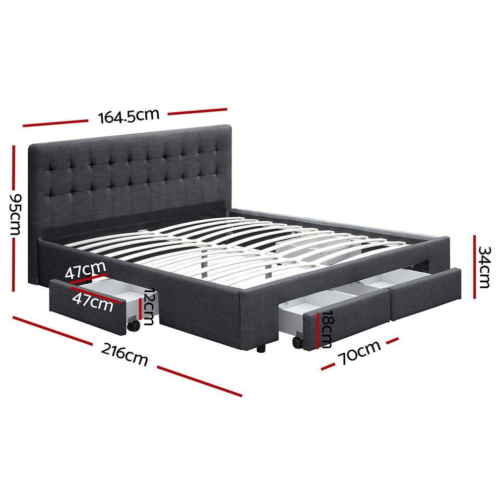 Queen Premium Package | Trinity Queen Bed Frame with Storage Charcoal, Luna Series Euro Top Mattress (Medium Firm) & Bamboo Mattress Topper! - Rivercity House & Home Co. (ABN 18 642 972 209) - Affordable Modern Furniture Australia