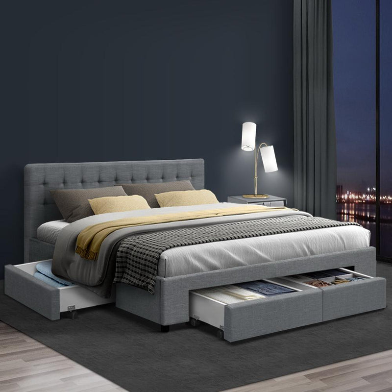 Queen Premium Package | Trinity Queen Bed Frame with Storage Grey, Luna Series Euro Top Mattress (Medium Firm) & Bamboo Mattress Topper! - Rivercity House & Home Co. (ABN 18 642 972 209) - Affordable Modern Furniture Australia