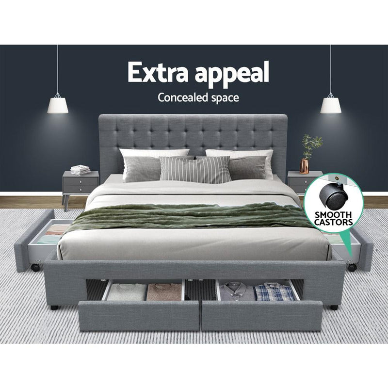 Queen Premium Package | Trinity Queen Bed Frame with Storage Grey, Luna Series Euro Top Mattress (Medium Firm) & Bamboo Mattress Topper! - Rivercity House & Home Co. (ABN 18 642 972 209) - Affordable Modern Furniture Australia