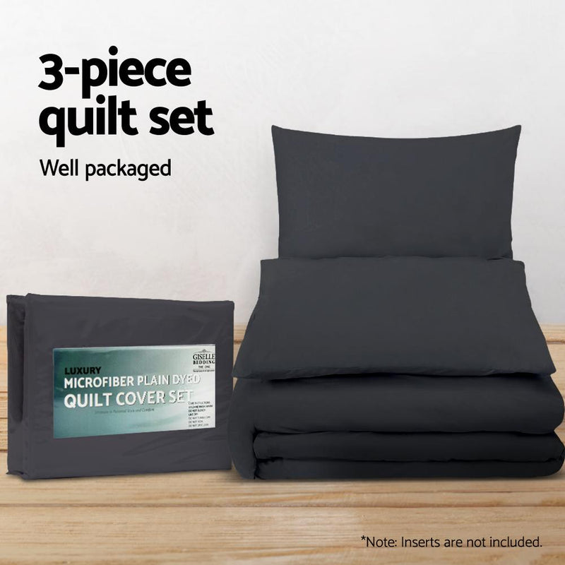 Queen Size Classic Quilt Cover Set - Black - Rivercity House & Home Co. (ABN 18 642 972 209) - Affordable Modern Furniture Australia