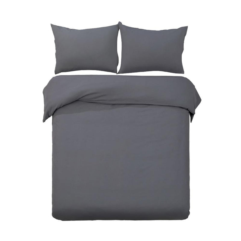 Queen Size Classic Quilt Cover Set - Charcoal - Home & Garden > Bedding - Rivercity House & Home Co. (ABN 18 642 972 209) - Affordable Modern Furniture Australia