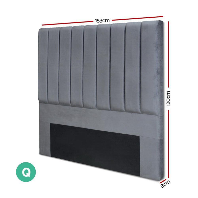 Queen Size | Fabric Bed Headboard - Grey - Rivercity House & Home Co. (ABN 18 642 972 209) - Affordable Modern Furniture Australia