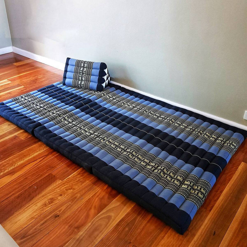 Queen Size Foldable Meditation Yoga Mattress Topper Blue Elephant - Home & Garden > Decor - Rivercity House & Home Co. (ABN 18 642 972 209) - Affordable Modern Furniture Australia