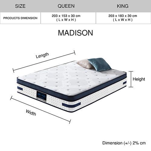 Queen Size | Madison Bedroom Plus Top Mattress (Firm) - Furniture > Mattresses - Rivercity House & Home Co. (ABN 18 642 972 209) - Affordable Modern Furniture Australia