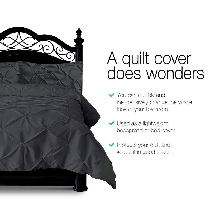 Queen Size Quilt Cover Set - Black - Home & Garden > Bedding - Rivercity House & Home Co. (ABN 18 642 972 209) - Affordable Modern Furniture Australia