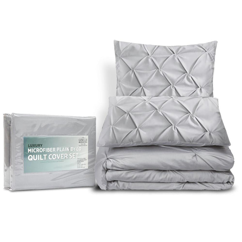 Queen Size Quilt Cover Set - Grey - Home & Garden > Bedding - Rivercity House & Home Co. (ABN 18 642 972 209) - Affordable Modern Furniture Australia